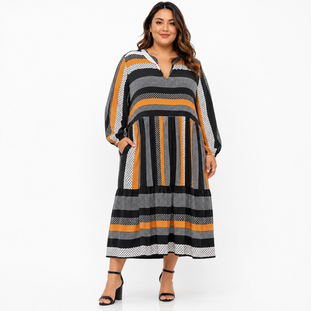 Bloom Chic Maxi Dress Womens 26 Plus Size Colorblock Printed Boho Resortwear